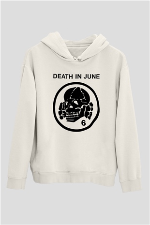 Death in June Beyaz Unisex Kapşonlu Sweatshirt