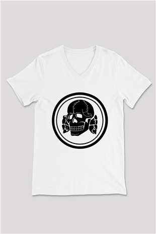 Death in June Beyaz Unisex V Yaka Tişört T-Shirt