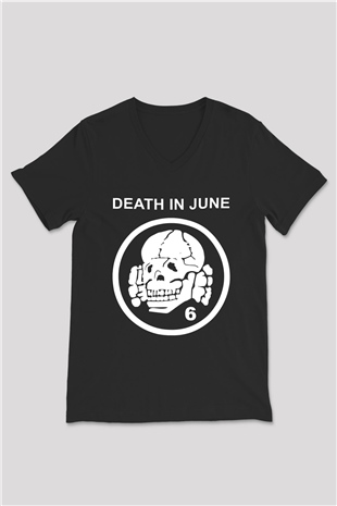 Death in June Siyah Unisex V Yaka Tişört T-Shirt