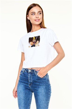 Death Note Beyaz  Crop Top Tişört