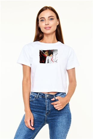 Death Note Beyaz  Crop Top Tişört