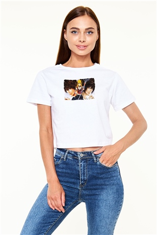 Death Note Beyaz  Crop Top Tişört