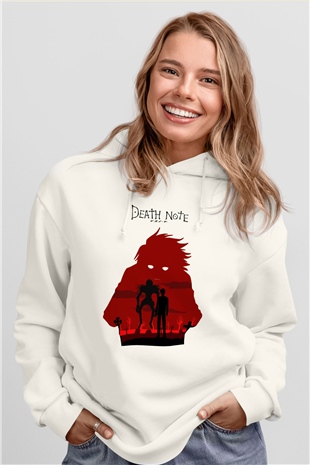 Death Note Beyaz Unisex Kapşonlu Sweatshirt