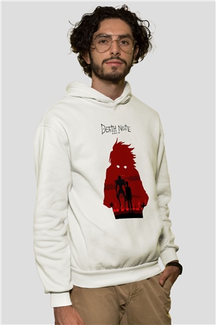 Death Note Beyaz Unisex Kapşonlu Sweatshirt