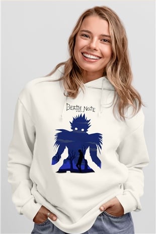 Death Note Beyaz Unisex Kapşonlu Sweatshirt