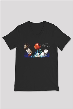 Death Note Siyah Unisex V Yaka Tişört