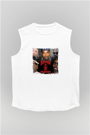 Death Row Records Baskılı Unisex Beyaz Kolsuz Tişört