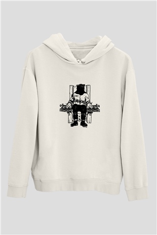 Death Row Records Baskılı Unisex Beyaz Kapüşonlu Sweatshirt