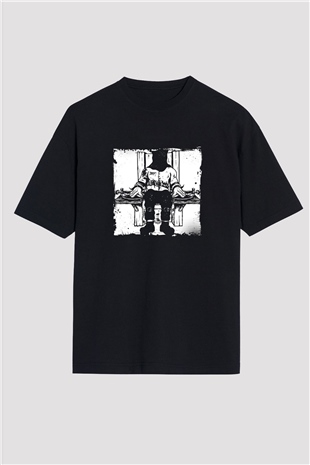 Death Row Records Baskılı Unisex Oversize Siyah Tişört