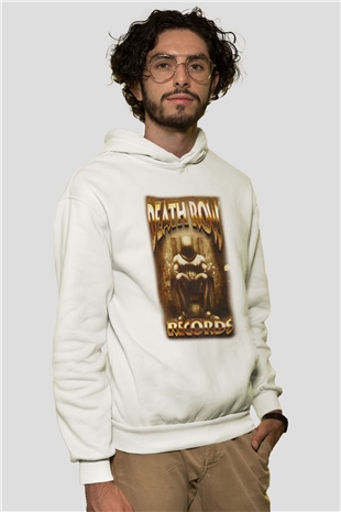 Death Row Records Beyaz Unisex Kapşonlu Sweatshirt