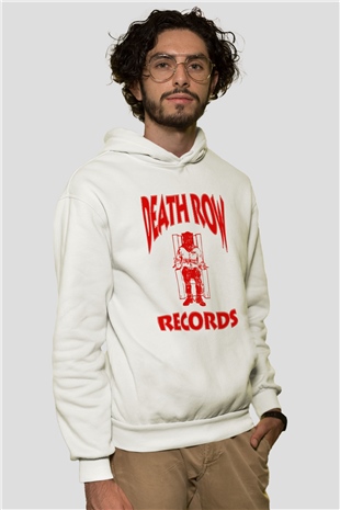Death Row Records Beyaz Unisex Kapşonlu Sweatshirt