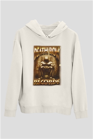 Death Row Records Beyaz Unisex Kapşonlu Sweatshirt