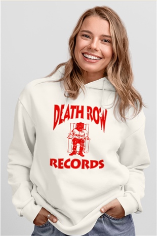 Death Row Records Beyaz Unisex Kapşonlu Sweatshirt
