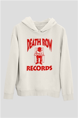 Death Row Records Beyaz Unisex Kapşonlu Sweatshirt