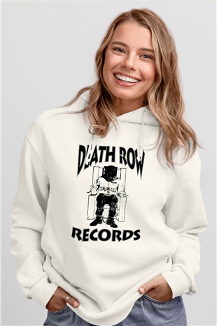 Death Row Records Beyaz Unisex Kapüşonlu Sweatshirt