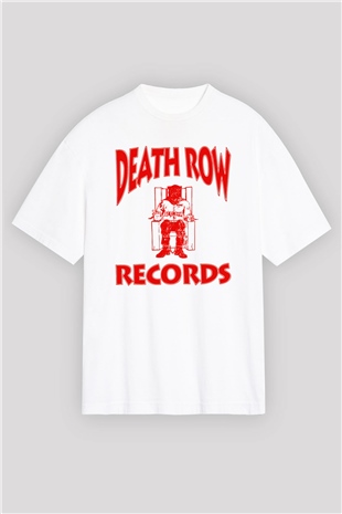 Death Row Records Beyaz Unisex Oversize Tişört T-Shirt