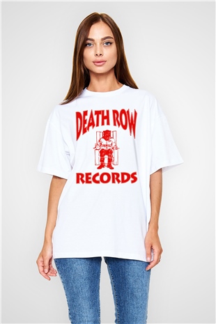 Death Row Records Beyaz Unisex Oversize Tişört T-Shirt