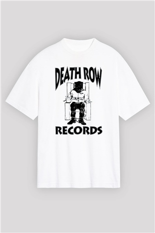 Death Row Records Beyaz Oversize Tişört Oversize T-shirt - TişörtFabrikası