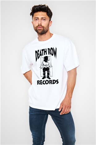 Death Row Records Beyaz Oversize Tişört Oversize T-shirt - TişörtFabrikası