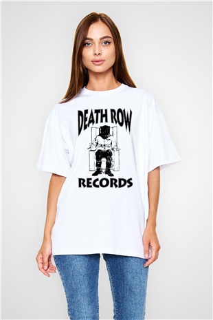 Death Row Records Beyaz Oversize Tişört Oversize T-shirt - TişörtFabrikası