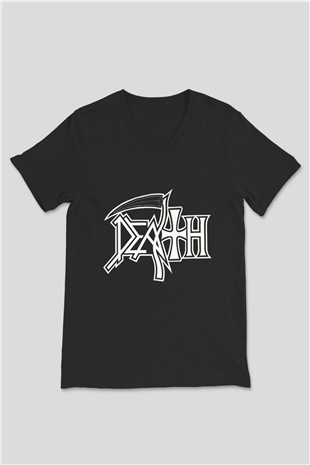Death Siyah Unisex V Yaka Tişört T-Shirt