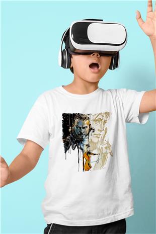Death Stranding Baskılı Beyaz Unisex Beyaz Çocuk Tişört - Tshirt