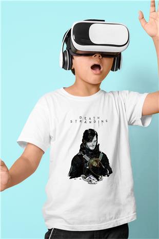 Death Stranding Baskılı Beyaz Unisex Beyaz Çocuk Tişört - Tshirt
