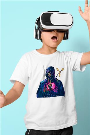 Death Stranding Baskılı Beyaz Unisex Beyaz Çocuk Tişört - Tshirt