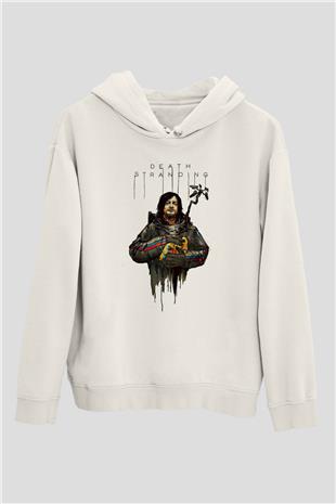 Death Stranding Baskılı Beyaz Unisex Kapüşonlu Sweatshirt