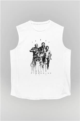 Death Stranding Baskılı Beyaz Unisex Kolsuz Tişört - Tshirt