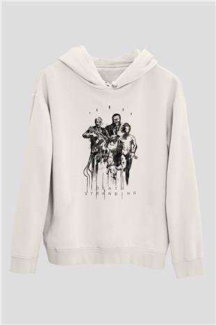 Death Stranding Baskılı Beyaz Unisex Kapüşonlu Sweatshirt