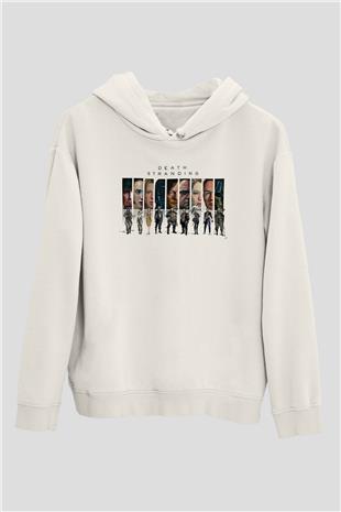 Death Stranding Baskılı Beyaz Unisex Kapüşonlu Sweatshirt