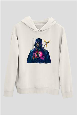 Death Stranding Baskılı Beyaz Unisex Kapüşonlu Sweatshirt