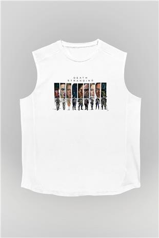 Death Stranding Baskılı Beyaz Unisex Kolsuz Tişört - Tshirt