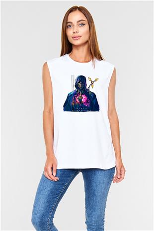 Death Stranding Baskılı Beyaz Unisex Kolsuz Tişört - Tshirt