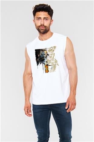 Death Stranding Baskılı Beyaz Unisex Kolsuz Tişört - Tshirt