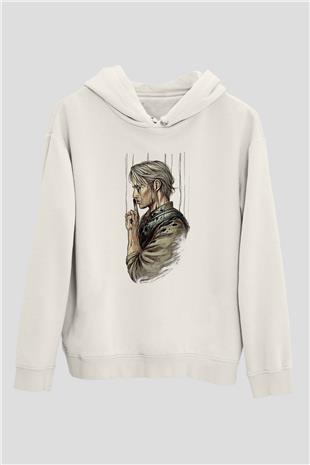 Death Stranding Baskılı Beyaz Unisex Kapüşonlu Sweatshirt