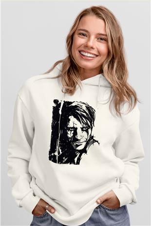 Death Stranding Baskılı Beyaz Unisex Kapüşonlu Sweatshirt