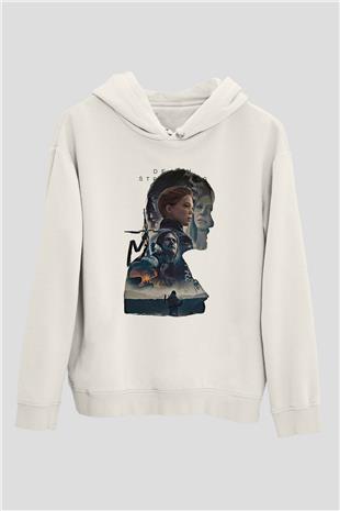 Death Stranding Baskılı Beyaz Unisex Kapüşonlu Sweatshirt