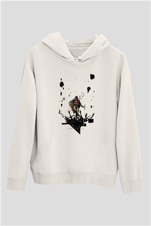 Death Stranding Baskılı Beyaz Unisex Kapüşonlu Sweatshirt