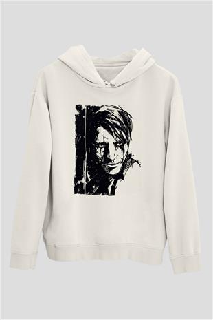 Death Stranding Baskılı Beyaz Unisex Kapüşonlu Sweatshirt