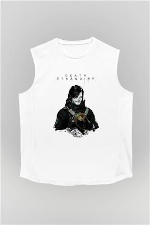 Death Stranding Baskılı Beyaz Unisex Kolsuz Tişört - Tshirt