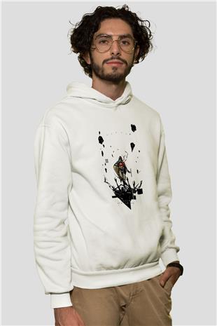 Death Stranding Baskılı Beyaz Unisex Kapüşonlu Sweatshirt