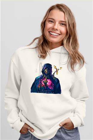 Death Stranding Baskılı Beyaz Unisex Kapüşonlu Sweatshirt