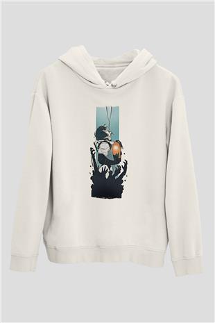 Death Stranding Baskılı Beyaz Unisex Kapüşonlu Sweatshirt