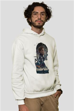 Death Stranding Baskılı Beyaz Unisex Kapüşonlu Sweatshirt