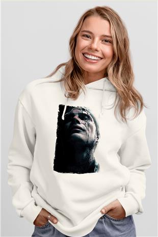 Death Stranding Baskılı Beyaz Unisex Kapüşonlu Sweatshirt