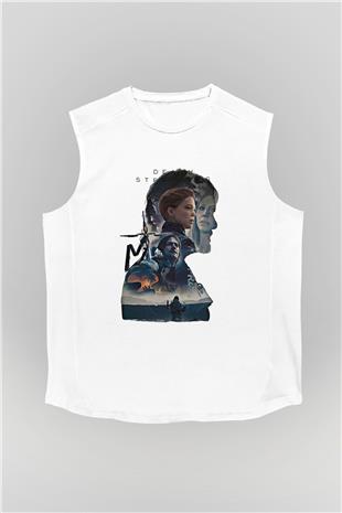 Death Stranding Baskılı Beyaz Unisex Kolsuz Tişört - Tshirt
