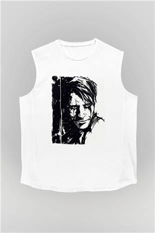 Death Stranding Baskılı Beyaz Unisex Kolsuz Tişört - Tshirt