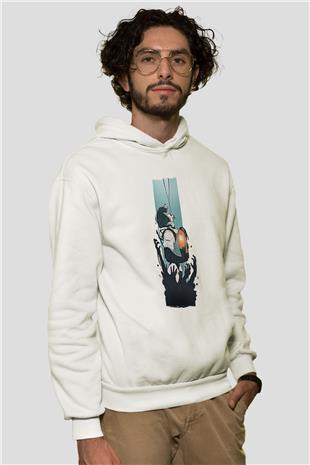 Death Stranding Baskılı Beyaz Unisex Kapüşonlu Sweatshirt